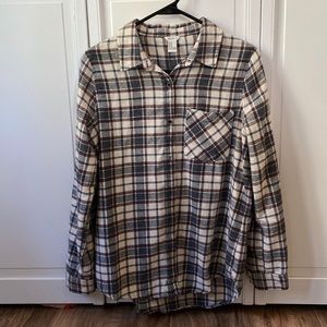 forever 21 neutral fall flannel button down shirt. size Medium